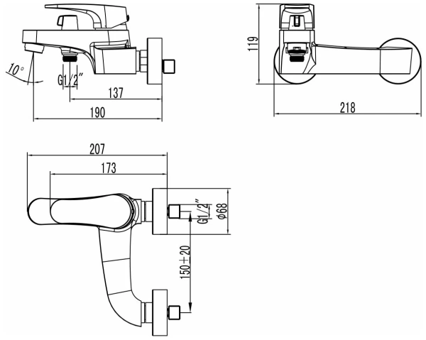 Смеситель  для ванны и душа Lemark Shift (LM4334C)